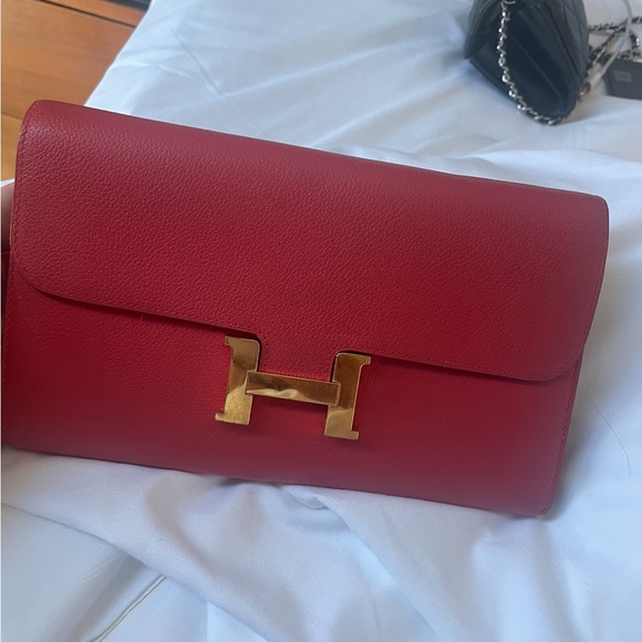 P-feuille Constance Long Veau Rouge Casaque - H Gold very good condition - Picture 2 of 4